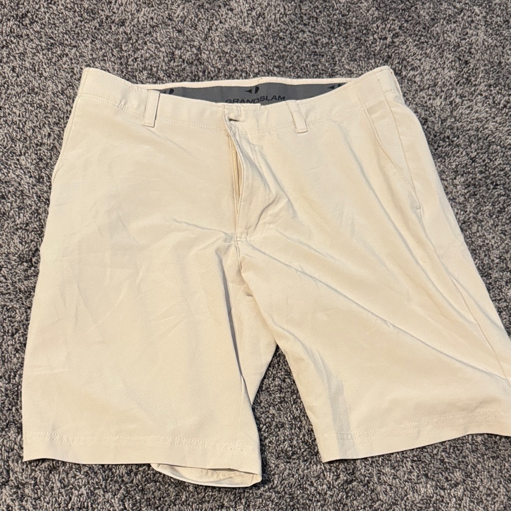 Grand Slam Men's Tan Flat Front Shorts